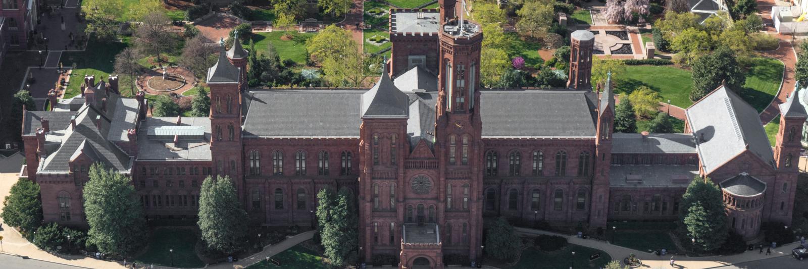 Aerial photo of the Smithsonian Institution Building